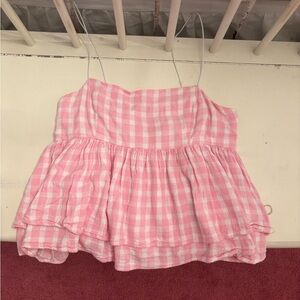 Urban Outfitters Pink Gingham Textured Tank Top